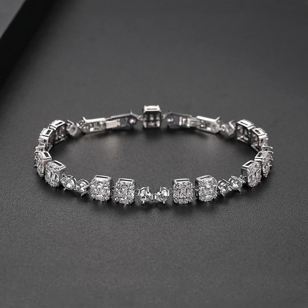 LUOTEEMI Simple Design Square and Round CZ Bracelet of Woman Girl Daily and Party High Quality Jewelry