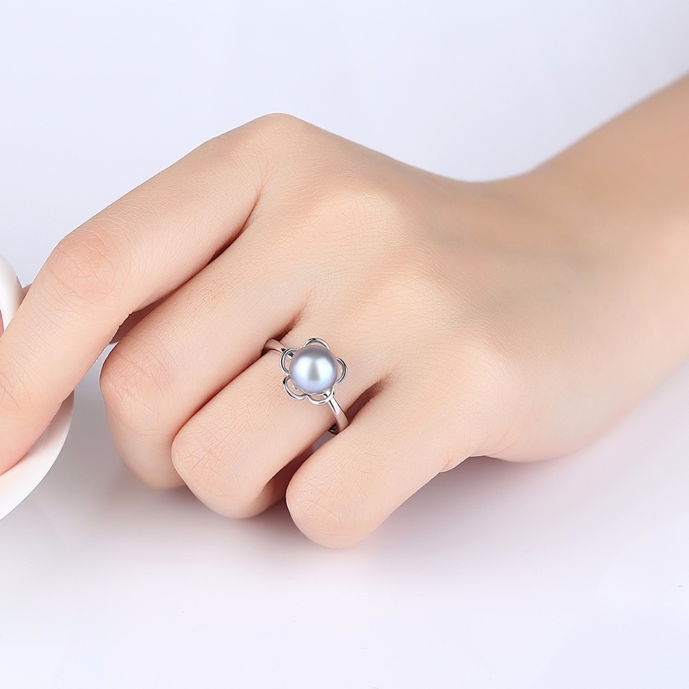 PAG&MAG New Arrivals Fancy Silver Rose Flower Design Ring Mounting Freshwater Pearl Jewelry for Women Engagement Gift