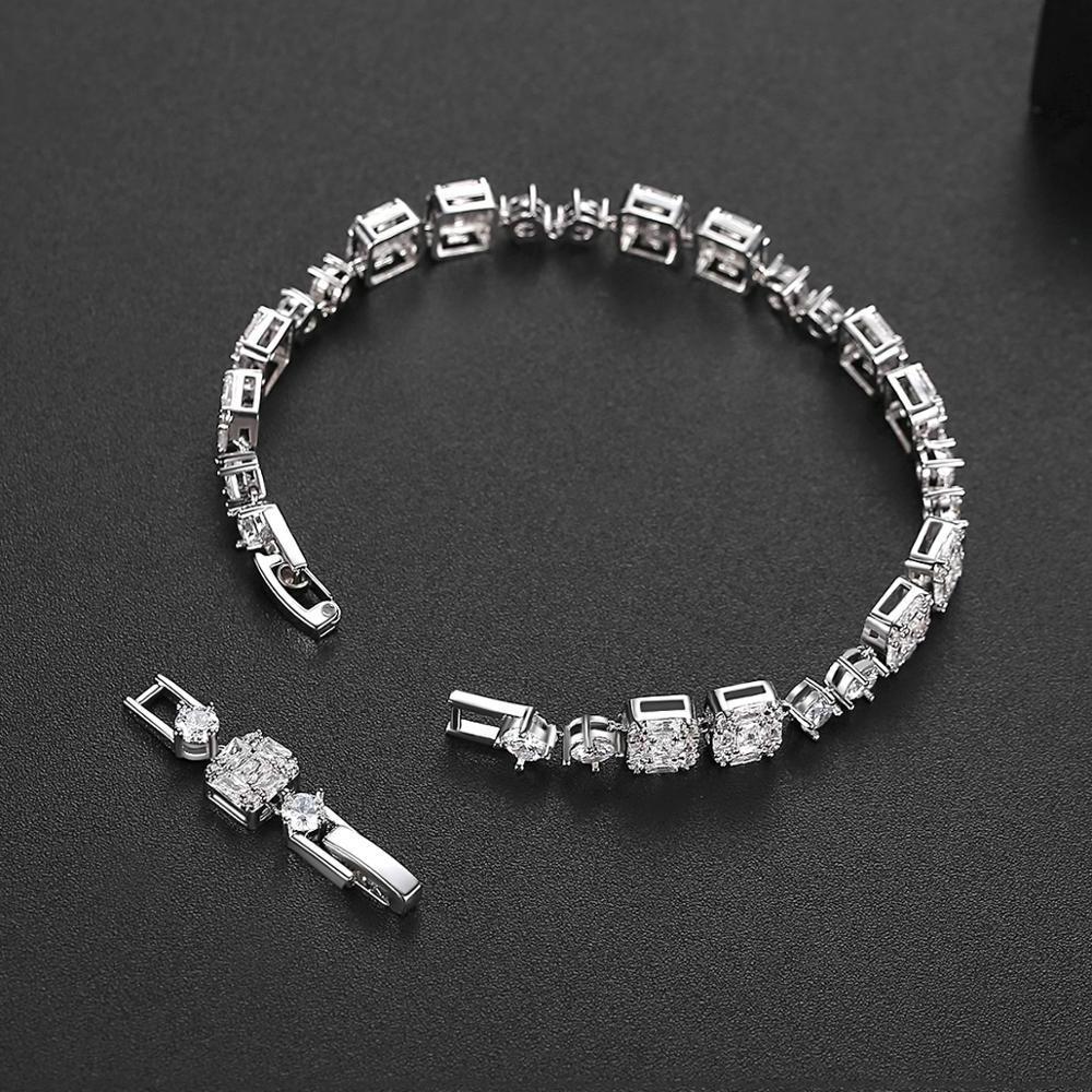 LUOTEEMI Simple Design Square and Round CZ Bracelet of Woman Girl Daily and Party High Quality Jewelry