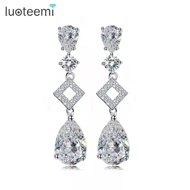 LUOTEEMI Jewellery Woman Jewelry Set Zirconia Bridal Wedding Charm Trendy Statement Girl Icy Jewelry