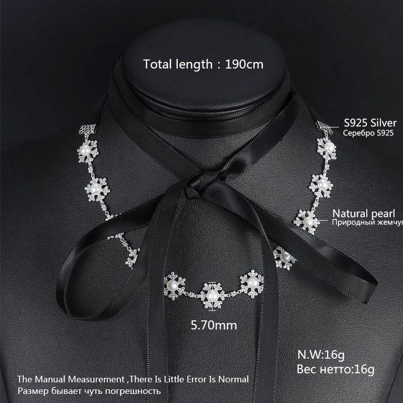 Pag&Mag The Latest Design Lovely Silver Flower Shape Chain Comfortable Natural Pearl Necklace For Women Banquet Or Gifts