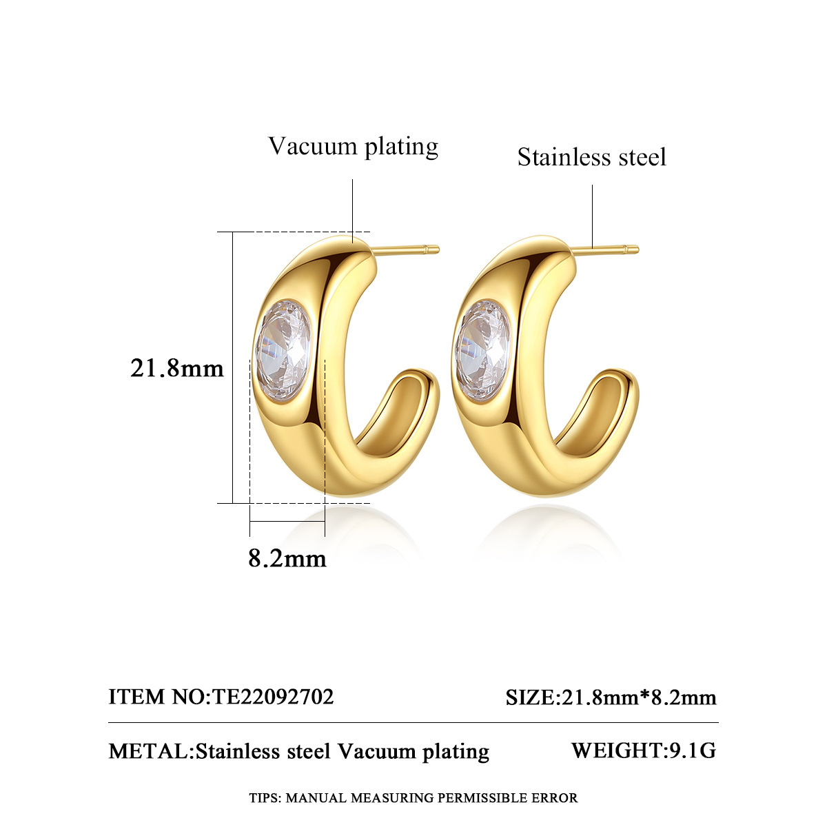 LUOTEEMI Earing 2022 Jewelry Fashion Geometric Woman Large Big Gold Plated Stainless Steel Hoop Earrings