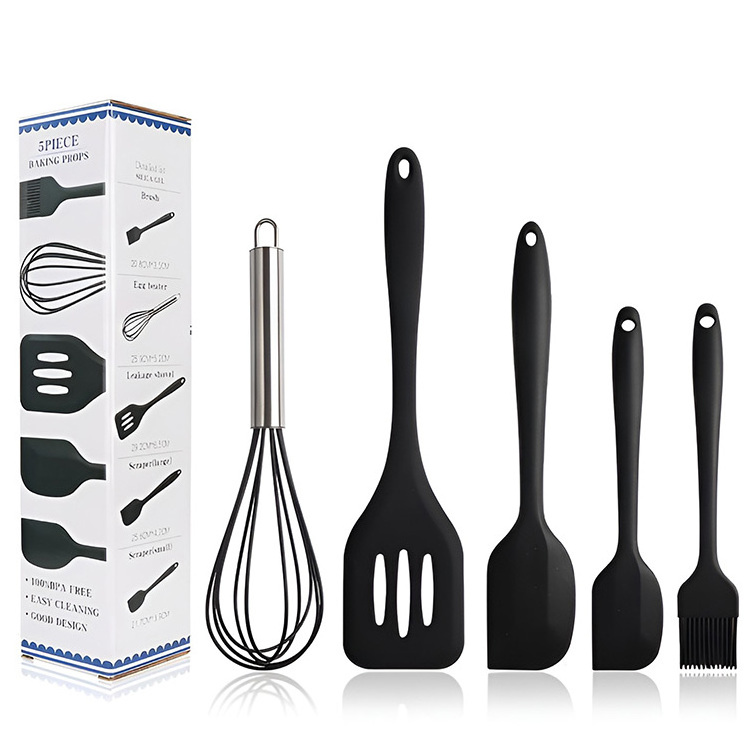 Wholesale 5Pcs Bpa Free Heat Resistant Non Stick Silicone Spatula Kitchen Wares Set Cooking Utensil