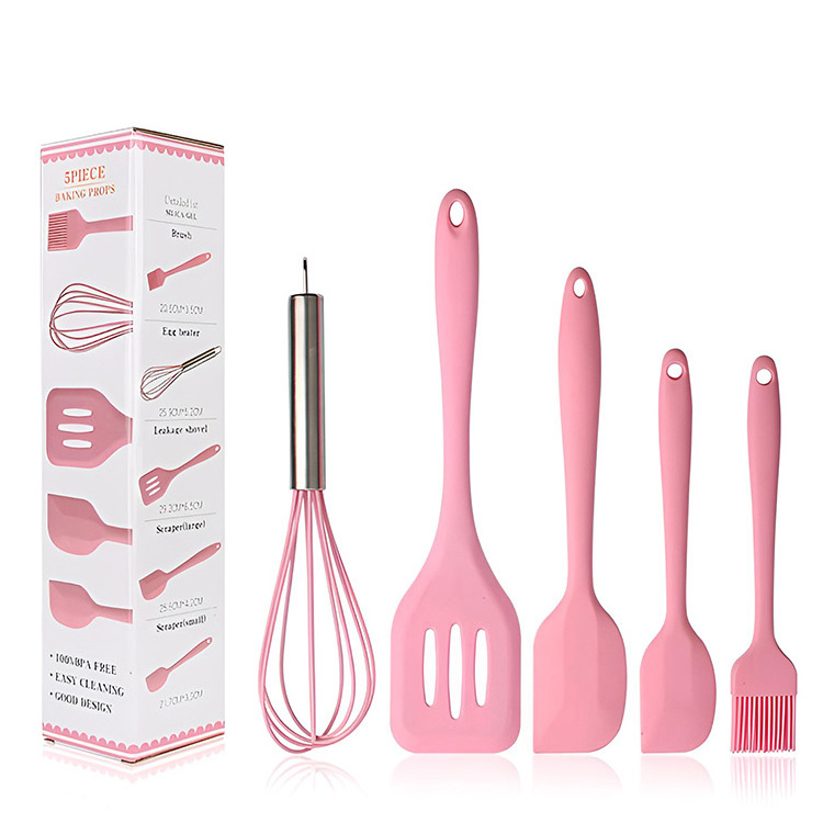 Wholesale 5Pcs Bpa Free Heat Resistant Non Stick Silicone Spatula Kitchen Wares Set Cooking Utensil