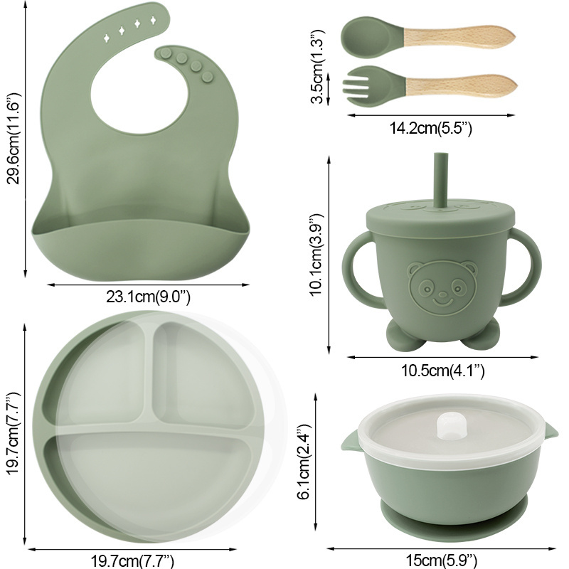 Hot sale bap free divided plate set for kid cute lobster waterproof foldable feeding eco friendly suction silicone baby plate