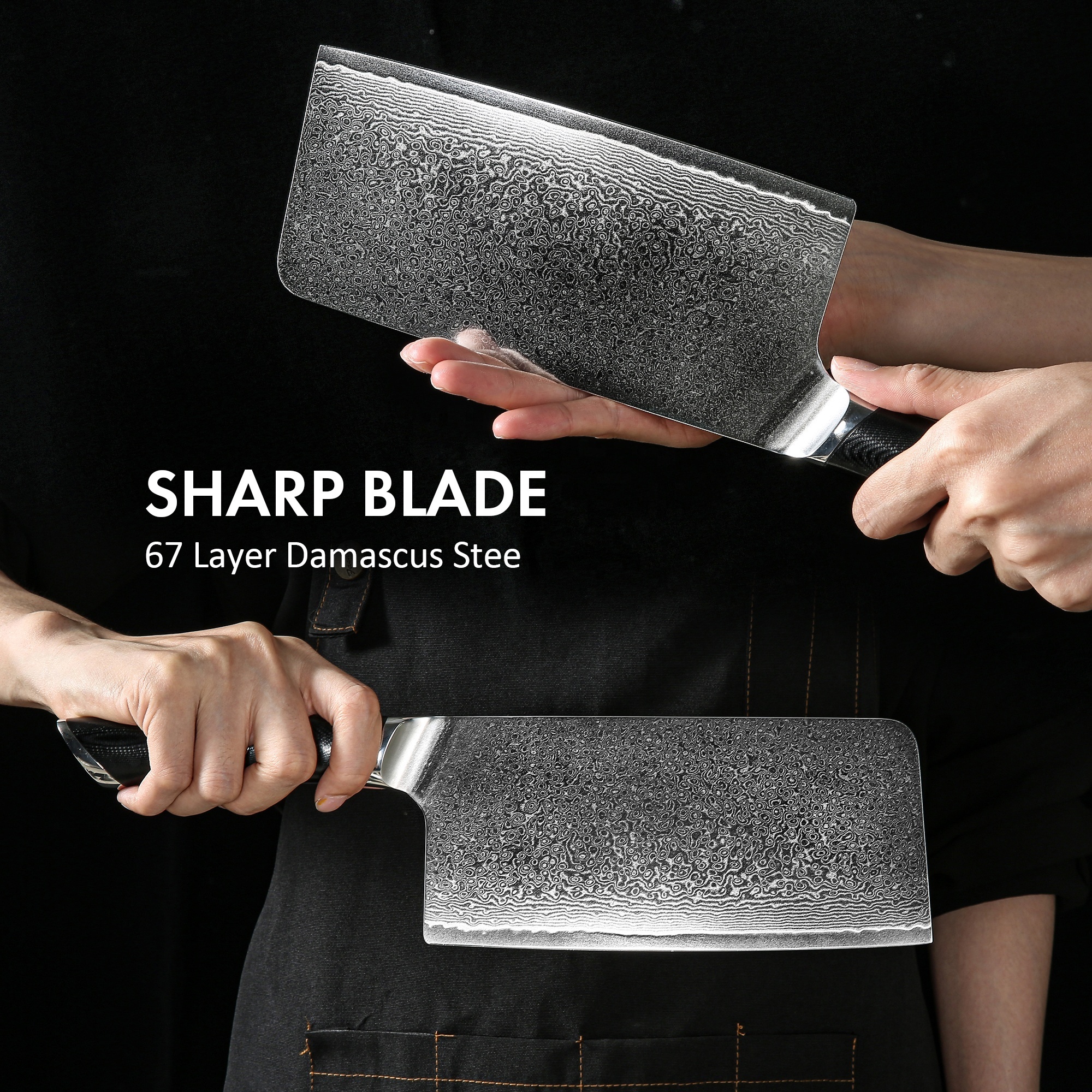 New Design 67 Layers Blade Chopper Knife 7 Inch Damascus Steel Chinese Meat Cleaver Kitchen Knife