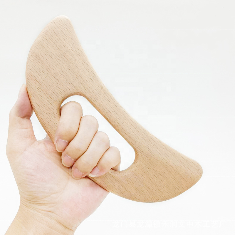 Hot-selling Moon Shaped Wooden Gua Sha Tools Professional Lymphatic Drainage Scraping Board  Wood Therapy Massage Tools