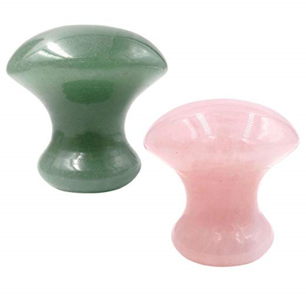 Gua Sha Massage Tool Mushroom Shape Rose Quartz / Green Aventurine Jade Stone Crystal Guasha Scraping Stone