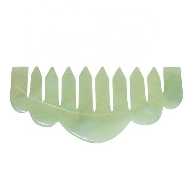 100% Natural Anti-Aging Jade Roller Therapy Set Gua Sha Scraping Tool Massage Jade Comb Head Face Eye-Natural Jade Facial Roller