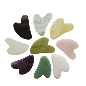 Premium Natural Handmade Healing Jade Stone GuaSha Facial and Neck Skin Renewal Scraping Massage Tool