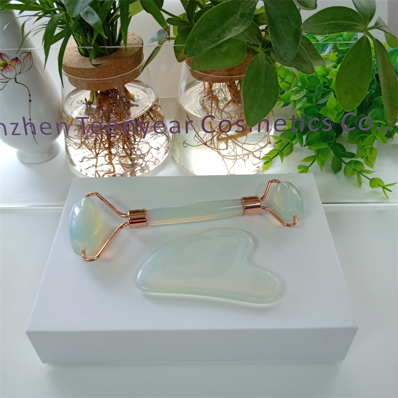 Natural Jade Guasha 2 in 1 Face and Body Massage Tool Green Phenix Jade Skincare Massager Jade Roller and Gua Sha Set with Box