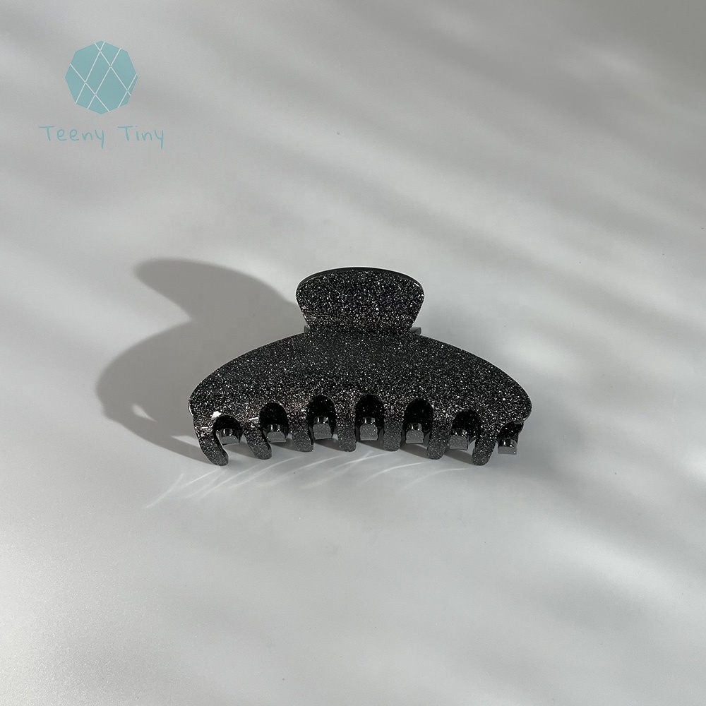 Teenytiny 10cm Large Starring Night Black Glitter Acrylic Hair Claw Clip for Thick Hair