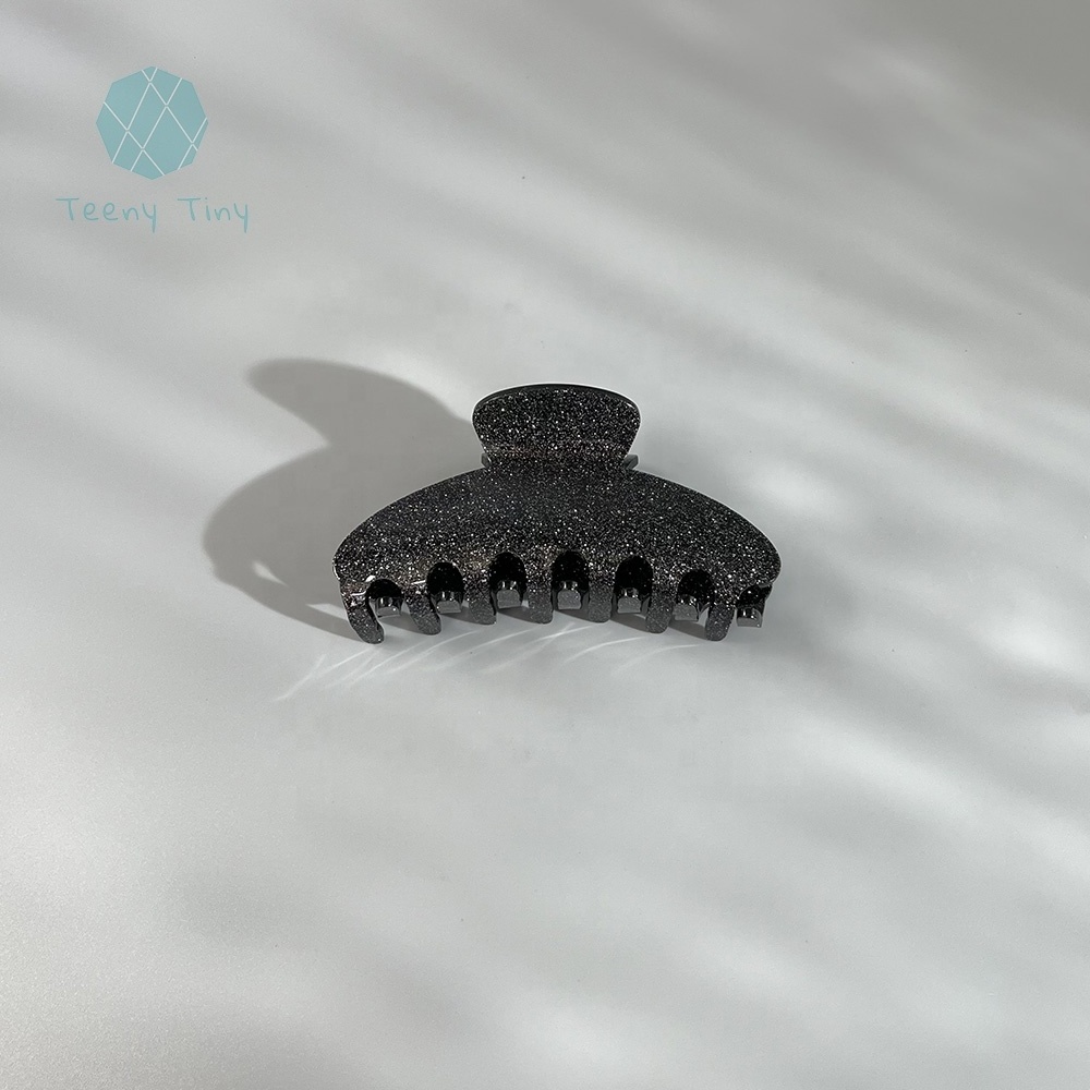 Teenytiny 10cm Large Starring Night Black Glitter Acrylic Hair Claw Clip for Thick Hair