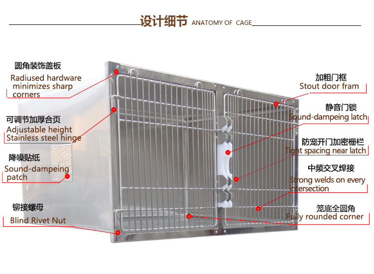 Professional Animal Clinic Stainless Steel Indoor  Customize Veterinary Cat Cage With Wheels  Long cat cages  or cat condos