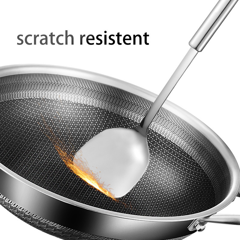 Factory Wholesale Skillet Stainless Steel 316 Non-Stick Wok Frying Pan non stick Honeycomb Wok Set cookware Wok Pan