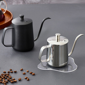 Manual Pour Over Hand Drip Pot With Lid Stainless Steel Spout Long Mouth Hotel Travel Camping Gooseneck Coffee Kettle