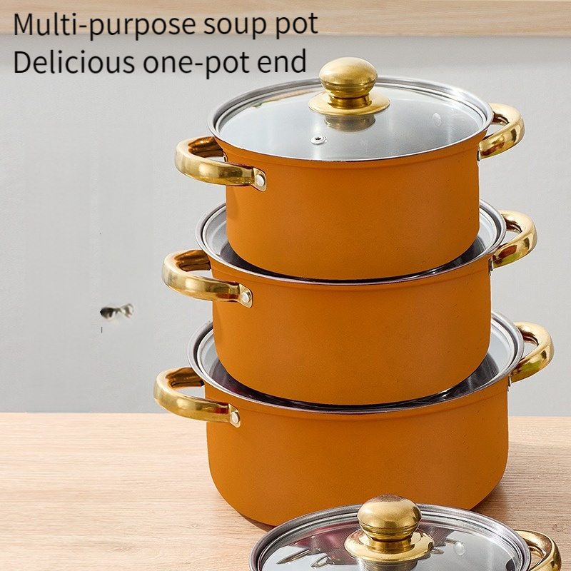 Wholesale hot selling non-stick stainless steel pots and pans kitchen induction cooking pot soup milk pot cookware sets