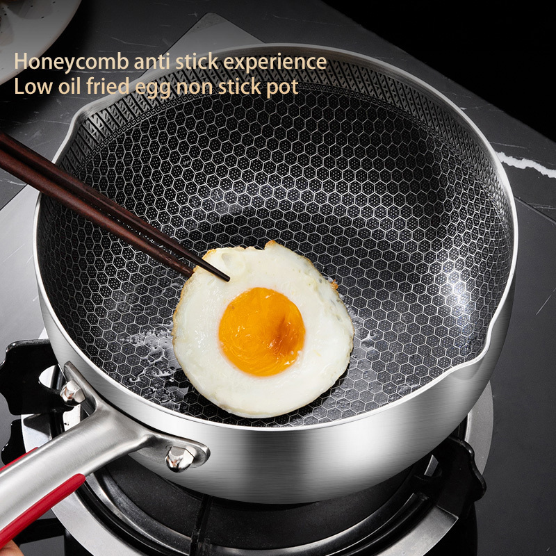 Stainless steel cooking soup pot cookware kitchen boiling water plastic handle lid instant noodles milk pot with glass cover