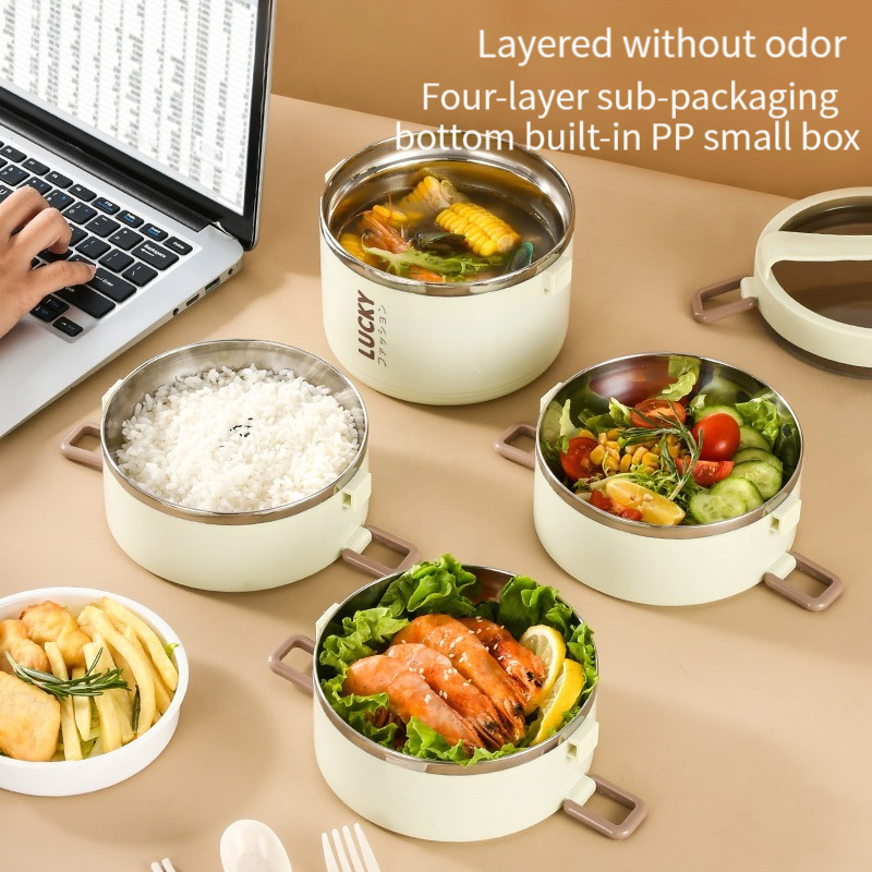 High Quality Multi Layer food grade 304 lunch box stainless steel Portable Sealed Leak-proof metal insulated lunch box