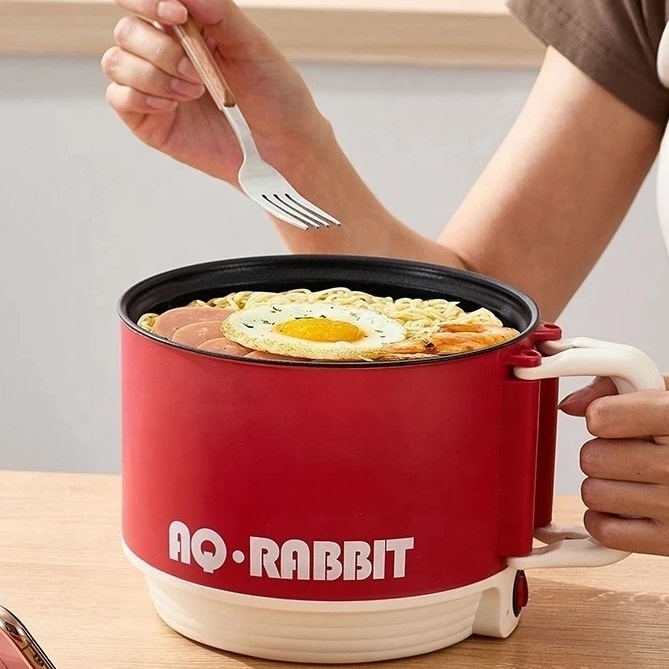 Fast Food Nonstick Electric Cooking Pot Student Small Hot Pot Multi-functional Instant Lazy Noodles Pot With Phone Holder