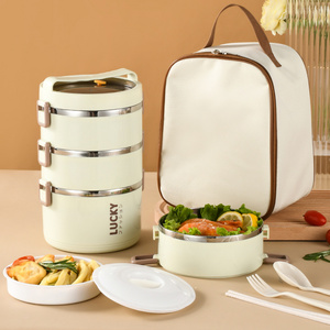 High Quality Multi Layer food grade 304 lunch box stainless steel Portable Sealed Leak-proof metal insulated lunch box