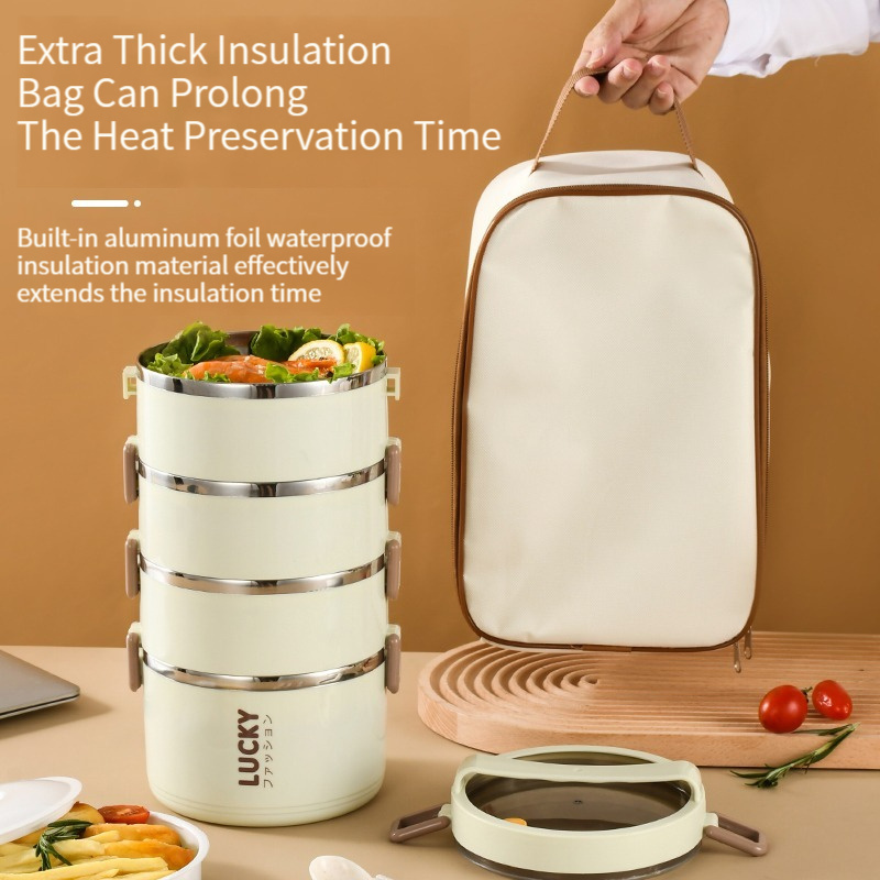 High Quality Multi Layer food grade 304 lunch box stainless steel Portable Sealed Leak-proof metal insulated lunch box