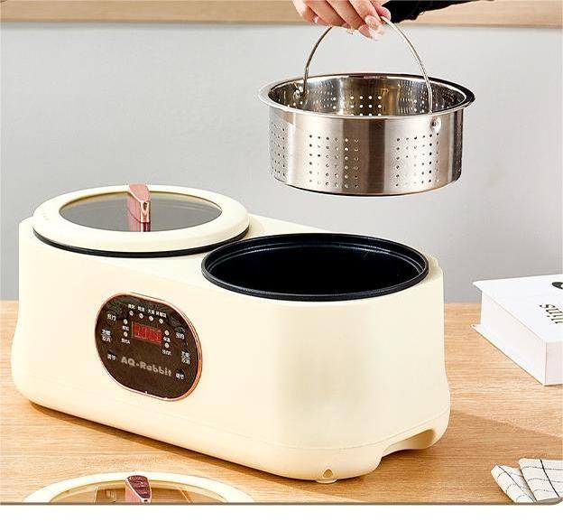 Electric Hot Pot Multi-function Electric Cooking Pot Noodle Pot Electric Skillet 4L Portable Electric Caldron with dual-biliary