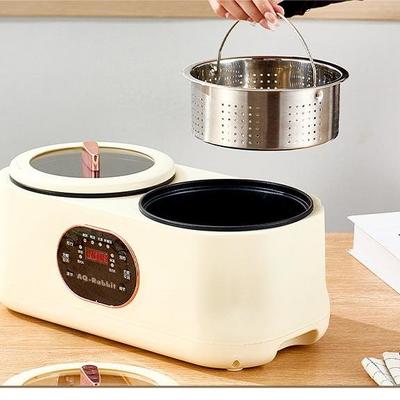 Electric Hot Pot Multi-function Electric Cooking Pot Noodle Pot Electric Skillet 4L Portable Electric Caldron with dual-biliary