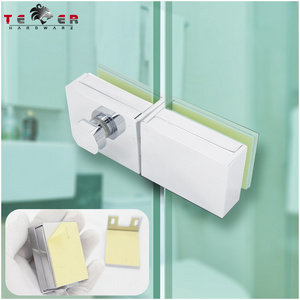 No Drilling Install Glass Door Lock Single/Double Side SUS304 Sticky Bathroom Glass Lock