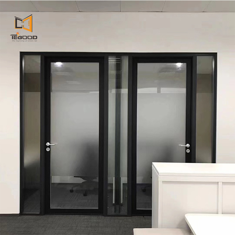 Aluminum Frame Semi-frosted Tempered Glass Office Partition Wall