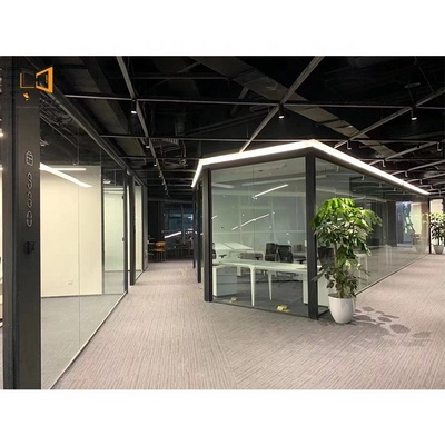 Aluminum Frame Office Single Or Double Glass Partition Soundproof Glass Room Divider