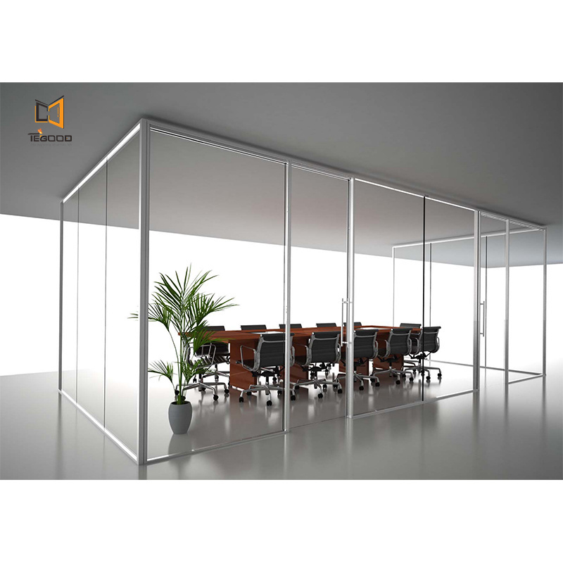 aluminium Frame Folding Movable Tempered Sliding Door Good sound Insulation Hot selling glass cubicle wall partitions partition