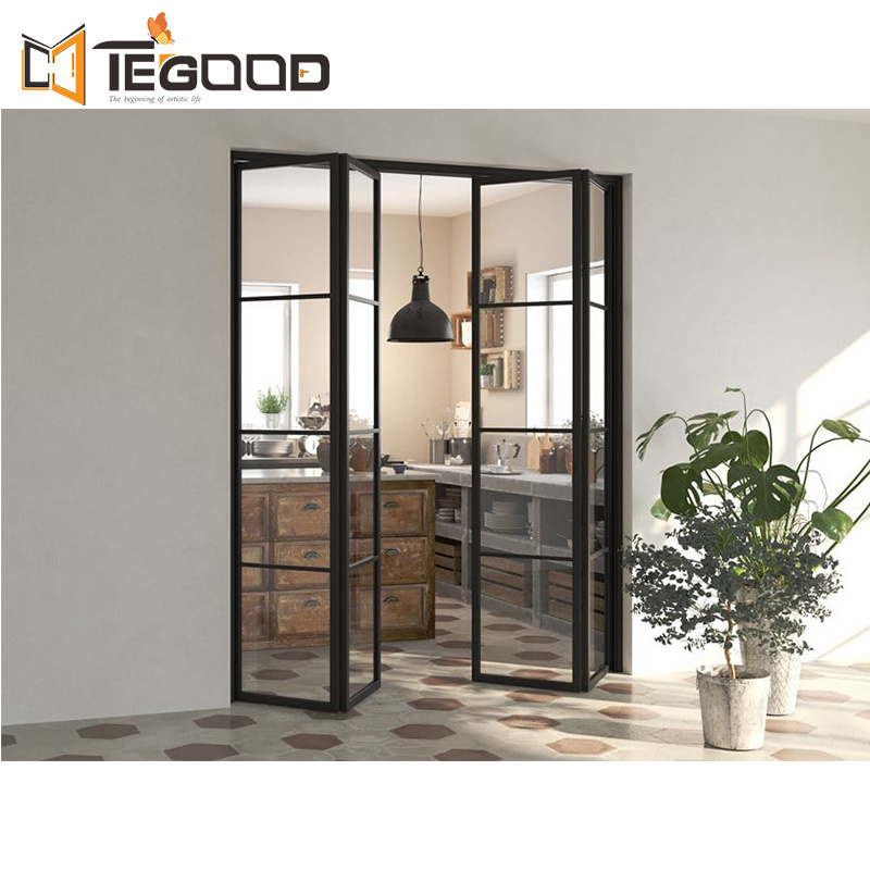 Modern  Wind Proof Double Glass bifold Aluminium Folding Doors for Residential