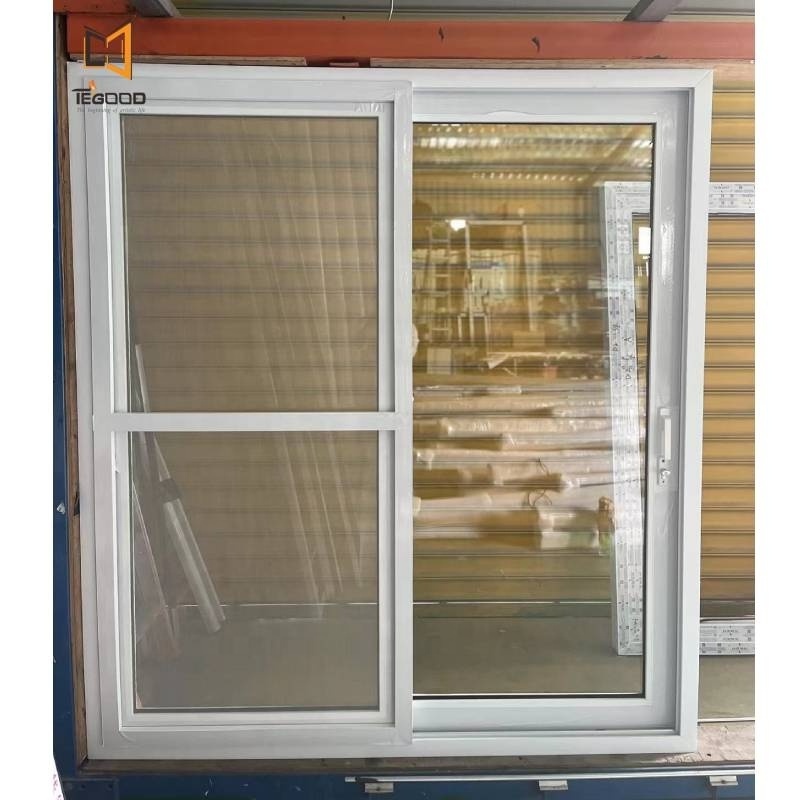 Factory price exterior white pvc patio sliding door with mosquito net