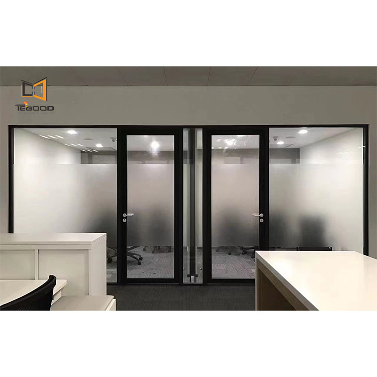 Aluminum Frame Semi-frosted Tempered Glass Office Partition Wall