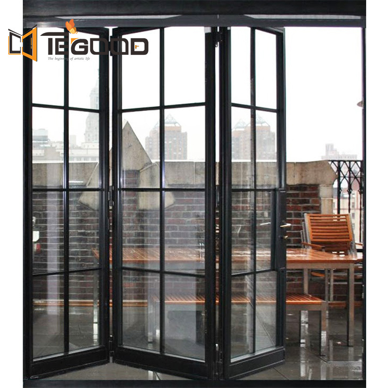 Modern  Wind Proof Double Glass bifold Aluminium Folding Doors for Residential