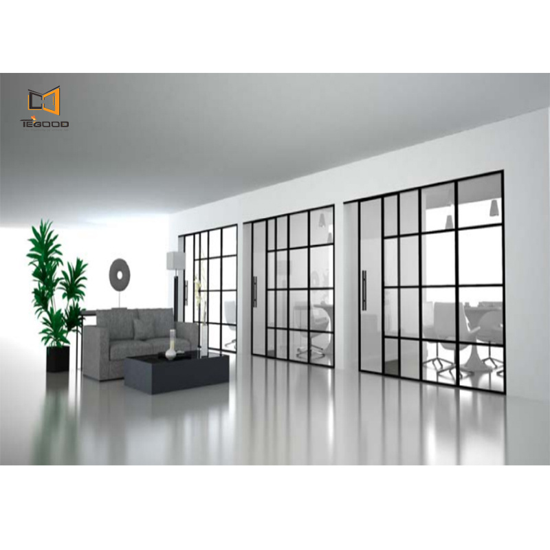 aluminium Frame Folding Movable Tempered Sliding Door Good sound Insulation Hot selling glass cubicle wall partitions partition