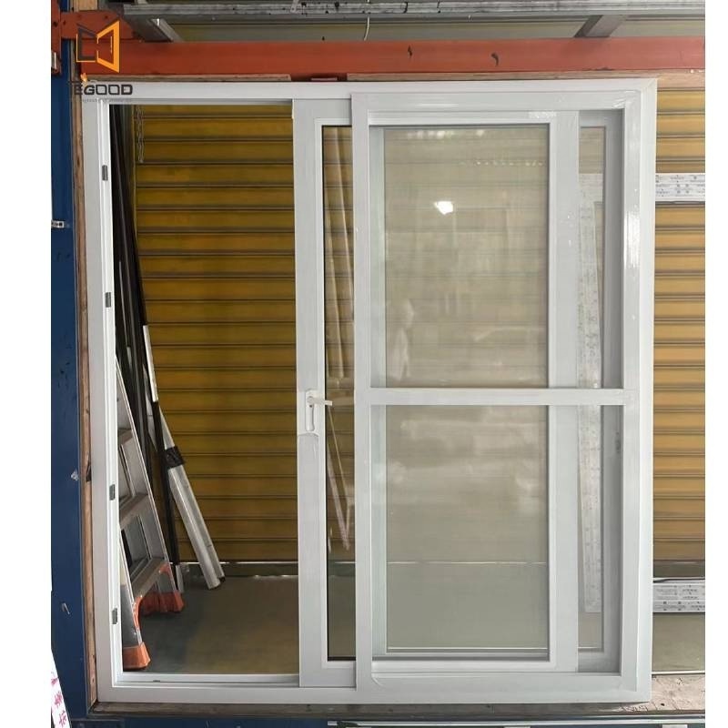 Factory price exterior white pvc patio sliding door with mosquito net