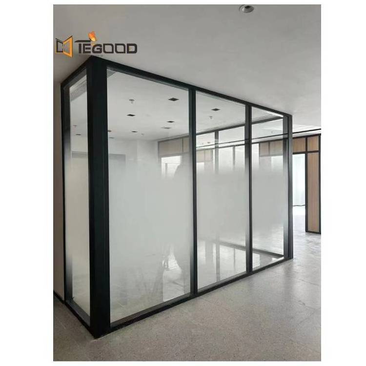 Aluminum Frame Semi-frosted Tempered Glass Office Partition Wall