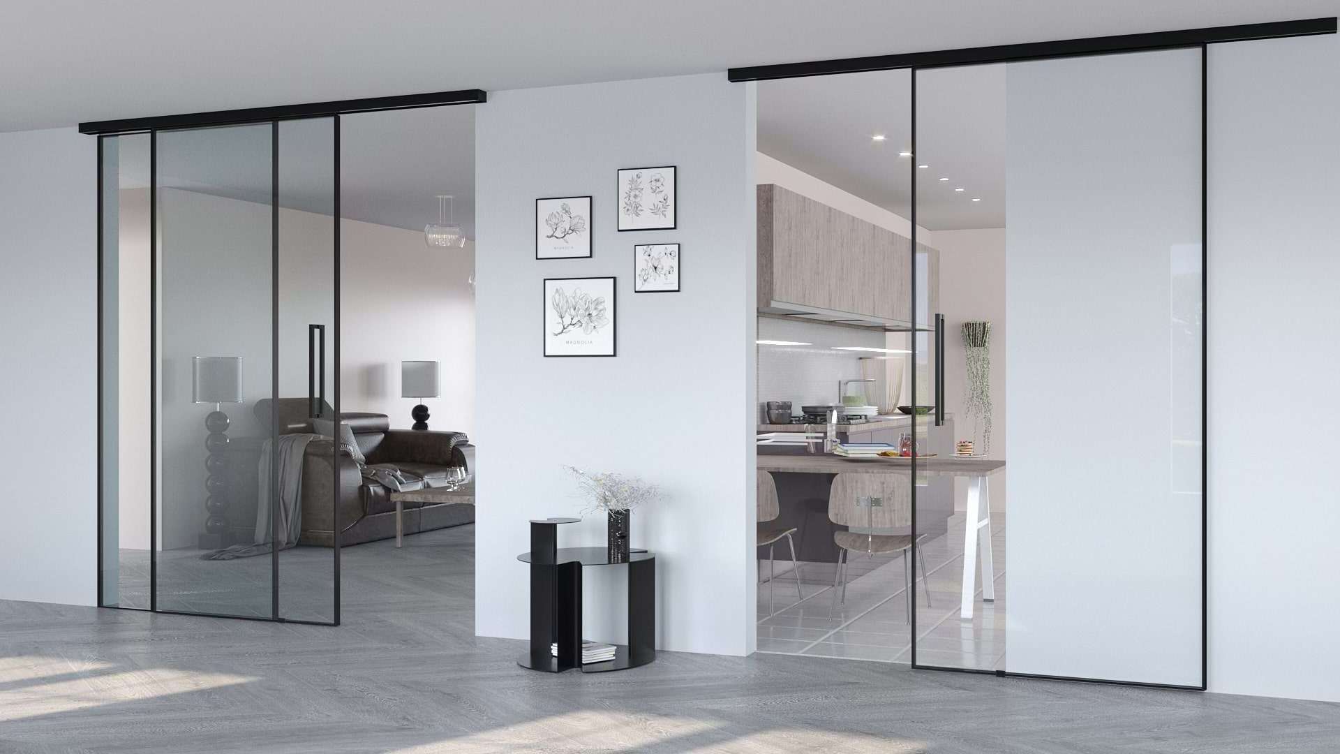 Outside Low E  Glass Sliding Doors with Lock Security 3 Panel Soundproof  Sliding Door