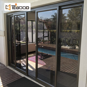 Outside Low E  Glass Sliding Doors with Lock Security 3 Panel Soundproof  Sliding Door