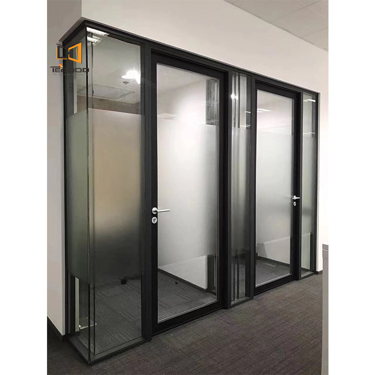 Aluminum Frame Semi-frosted Tempered Glass Office Partition Wall