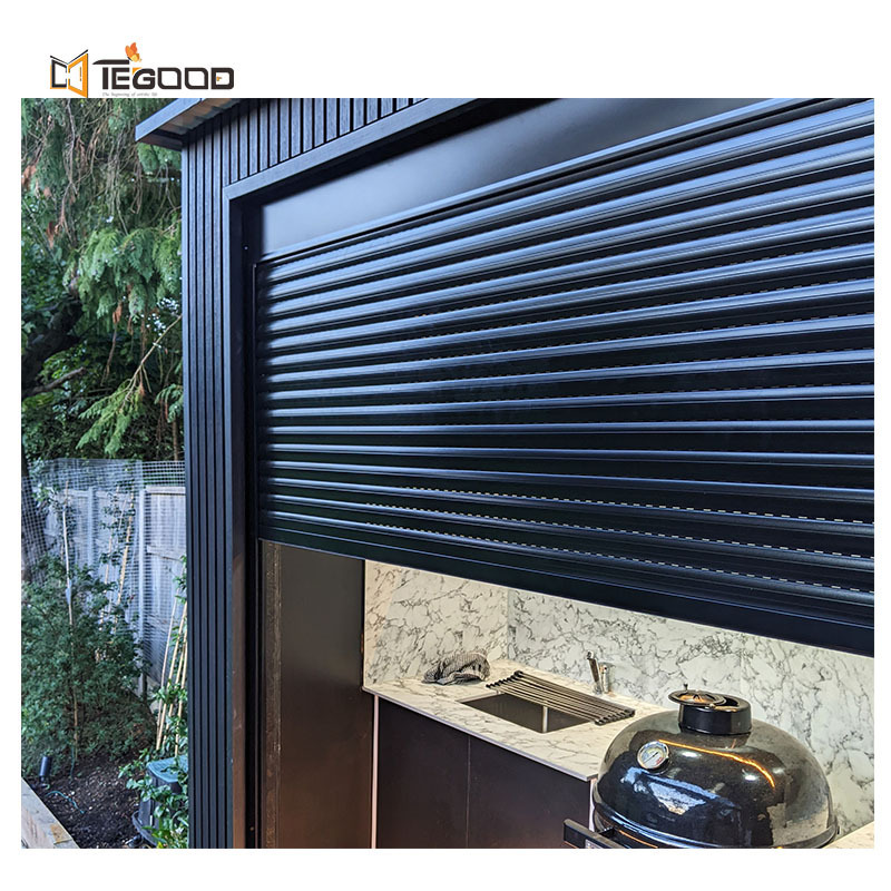 Best price modern style black automatic aluminium shutter door dor shop front