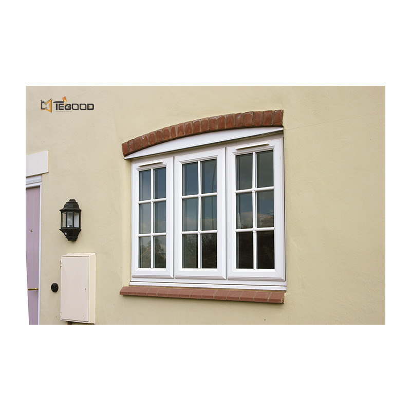 Tegood UPVC Double Glazed Grill design french casement windows upvc french arch window