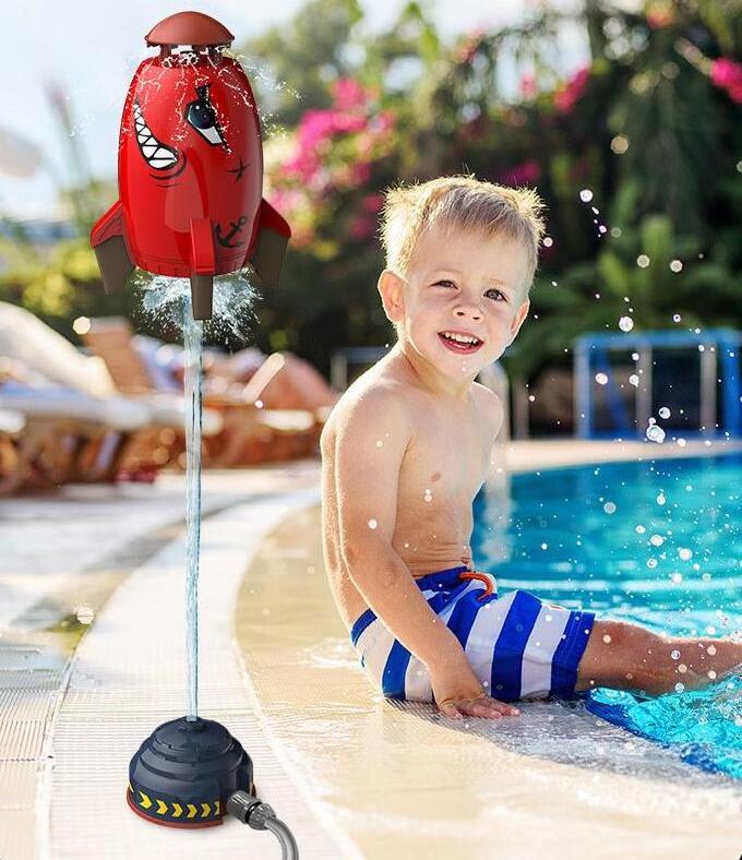 Kids summer toys garden rocket launcher water spray spinning outdoor pool water toy play cool family interaction party game