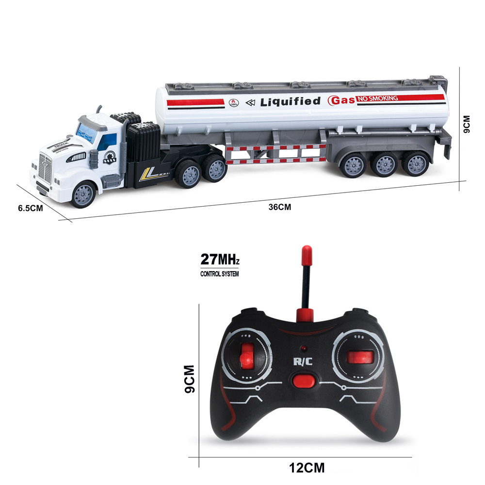 Child gift remote control car toy 1/48 4 channel towing tanker truck trailer with lights radio electric RC toys 27 Mhz toys kid