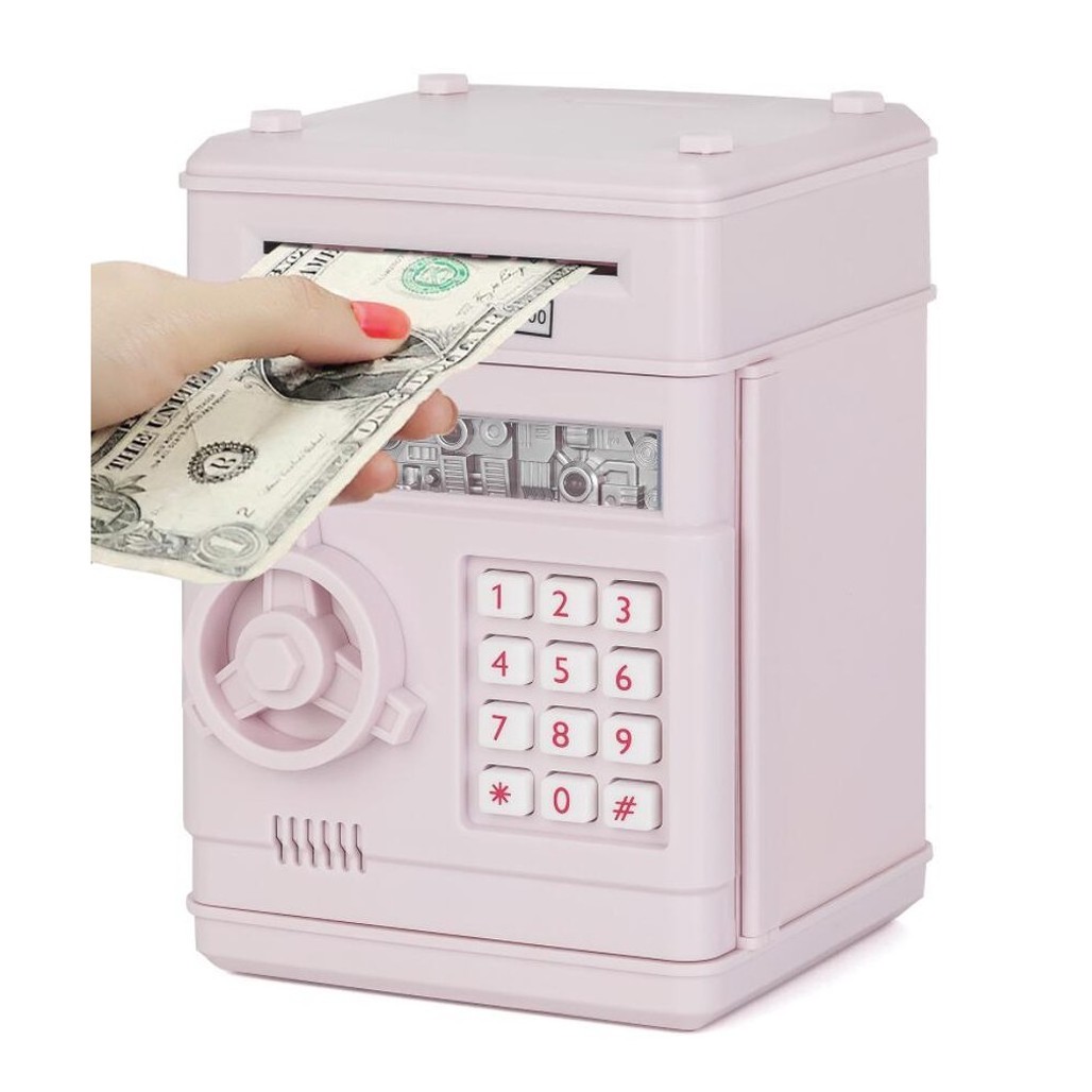 Wholesale atm machine piggy bank for kids plastic mini digital banknote auto-rolling password electronic coin bank box for child