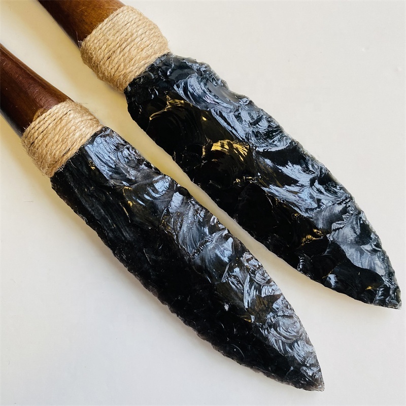 Wholesale New Popular Natural Quartz Gemstone Crystal Carved Sword Black Obsidian Dagger