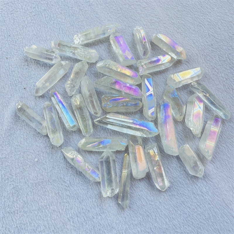 Natural Colorful Crystal Titanium Point Angel Aura Quartz Lemuria Point For Sale