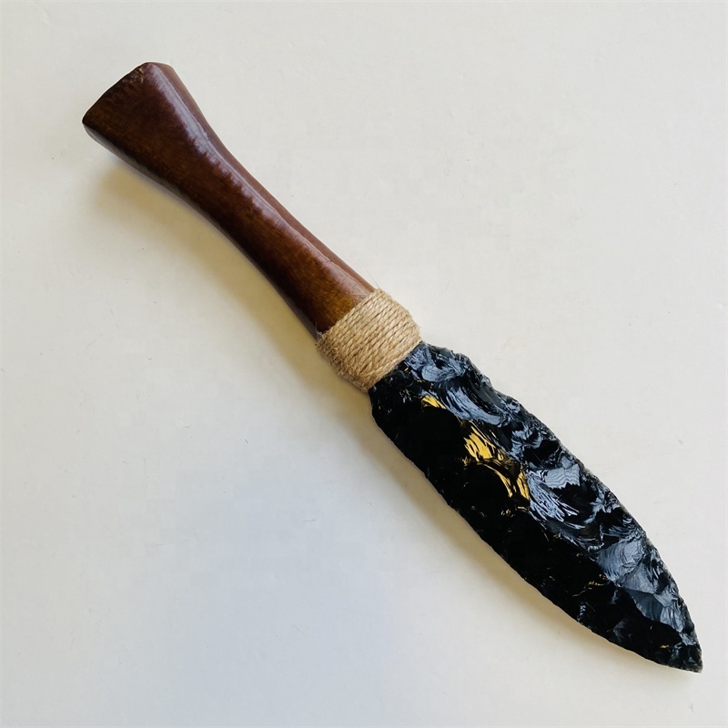 Wholesale New Popular Natural Quartz Gemstone Crystal Carved Sword Black Obsidian Dagger